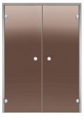 HARVIA Двери стеклянные, двойные 13/19 коробка аллюминий, бронза/прозрачная Арт. EHH 01178/EHH01180