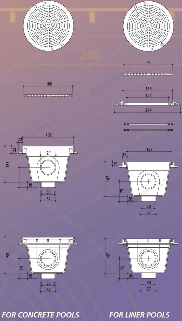 Донный слив Gemas 2" ВР решетка н/с (универсал) (04241T2SS)